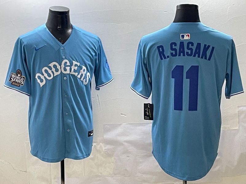 Men Los Angeles Dodgers 11 R.Sasaki Light Blue Joint Name 2025 Nike MLB Jersey style 23